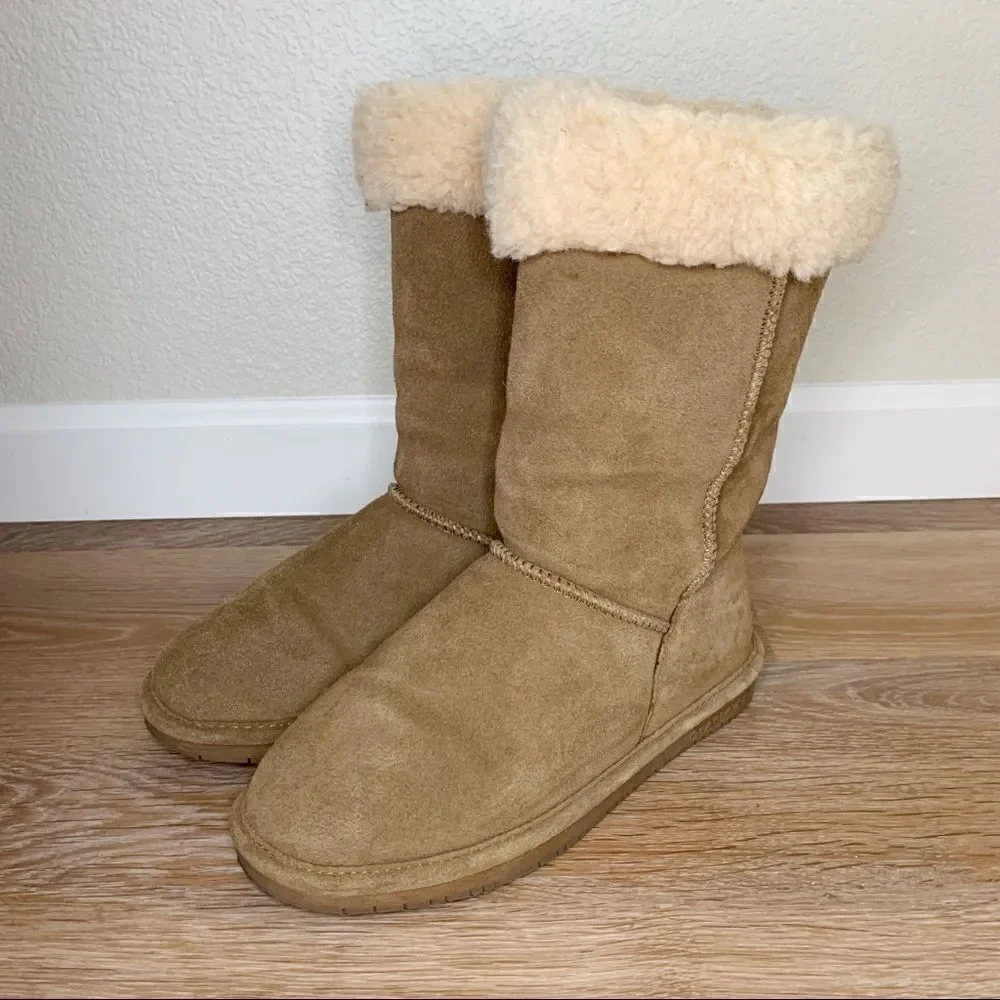 BearPaw Marissa Suede Wool Sheep Skin Women’s Boots, Size 8